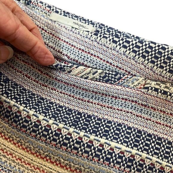 Halogen Tweed Textured Skirt Navy Natural Stripe Lined Back Zip Size 16 - Picture 4 of 10